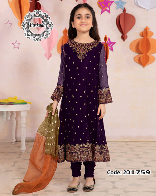 Maria B Embroidered Kids Collection-Purple