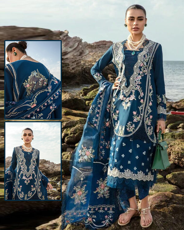 Saira Shakira By Crimson  Luxury lawn Collection -Teal Blue