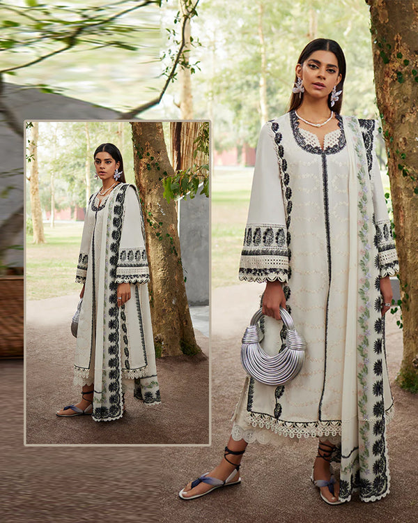 Suffuse Maha Embroidered Luxury Lawn Collection -Off White
