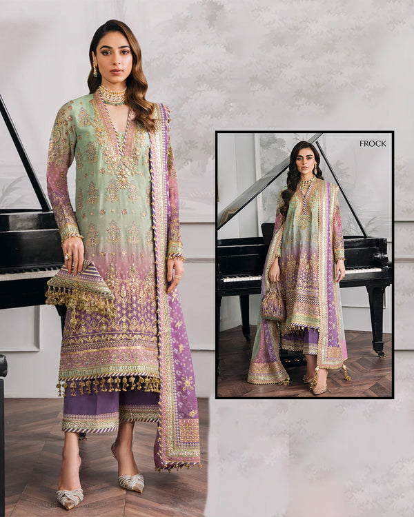 Baroque Formal Chantelle Luxury Embroidered Collection-Triple Shaded Chunri