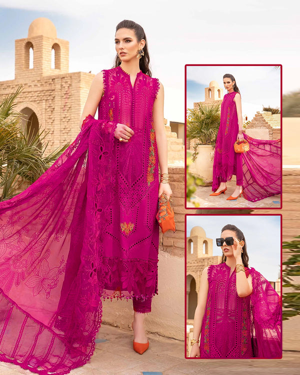 Maria B Embroidered Chikankari Luxury Lawn Collection- Deep Pink