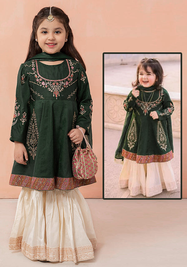 Maria B Kids Formal Collection-Bottle Green