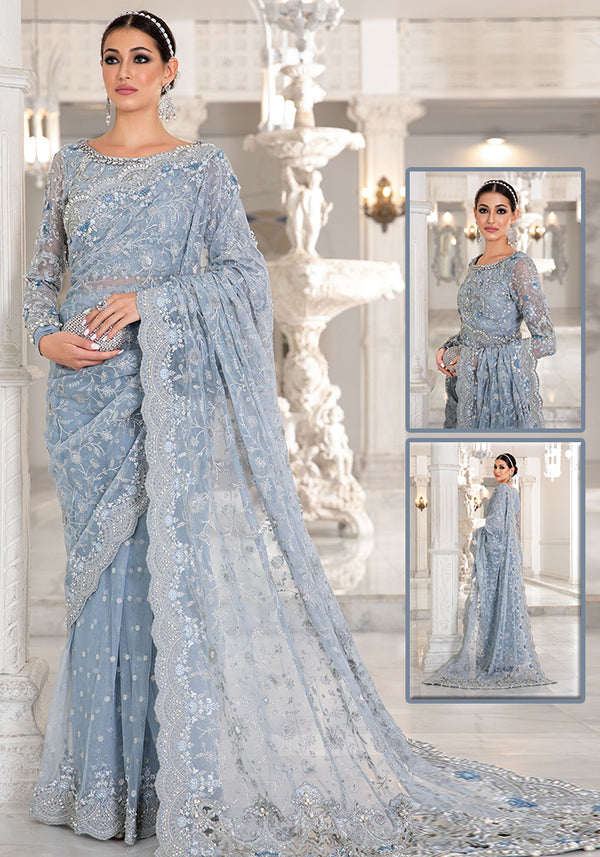 Kapray Wala Wedding Couture Collection- Greyish Blue