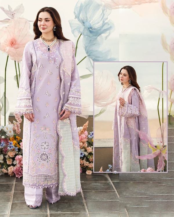 Qalamkar Embroidered Chikankari Sahil Luxury Lawn 2025 Collection- Lilac