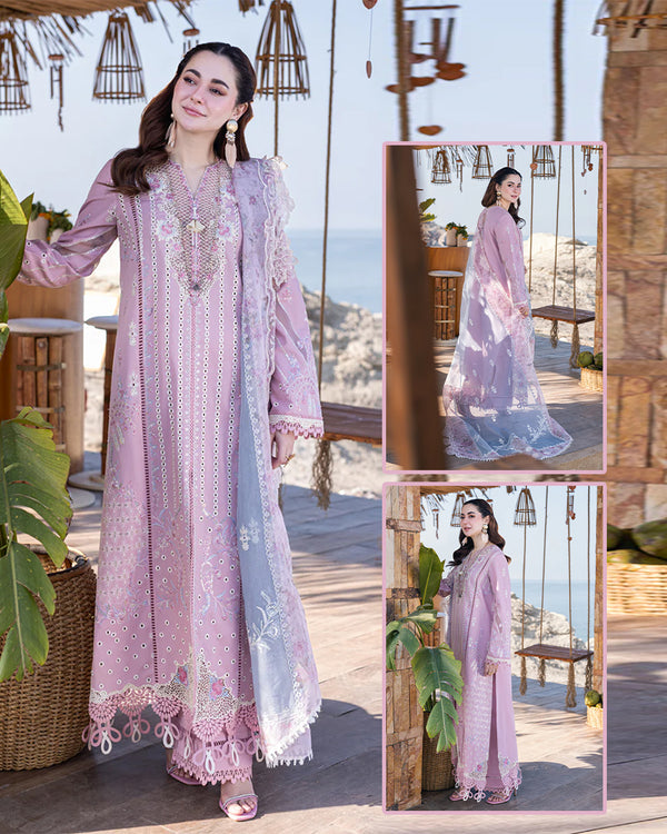 Qalamkar Embroidered Chikankari Luxury Lawn Collection- Onion Pink & Skyblue