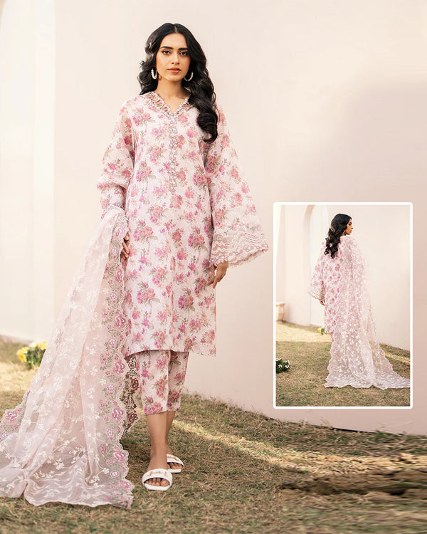 Baroque Digital Printed Swiss lawn Collection - Embroidered Duppata