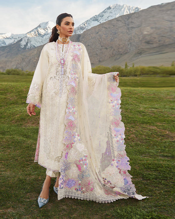 Crimson Embroidered Lawn Collection-Opal White