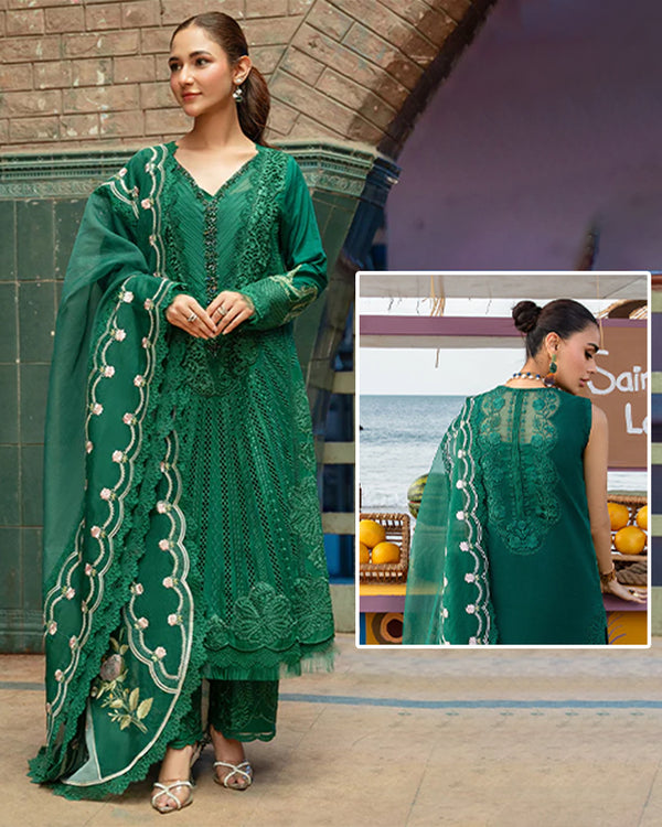 Crimson By Saira Shakira Embroidered Chikankari Luxury Lawn Collection-Emerald Green