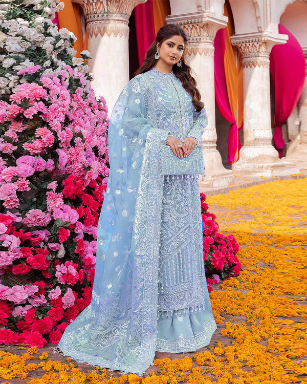 Kanwal Malik Embroidered Luxury Addawork Collection- Sky Blue