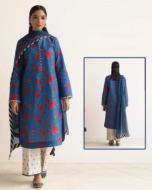 Coco By Zara Shajahan Digital Printed Swiss lawn Collection -Blue