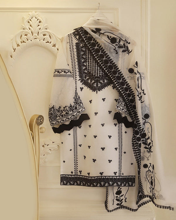 Agha Noor Embroidered  Organza Formal Collection- Monochrome