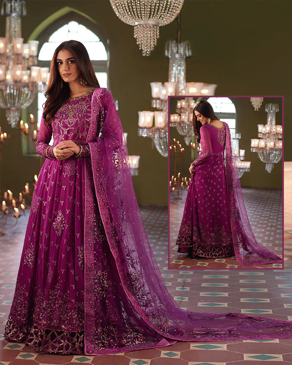 Mushq Embroidered Luxury Addawork Collection- Magenta