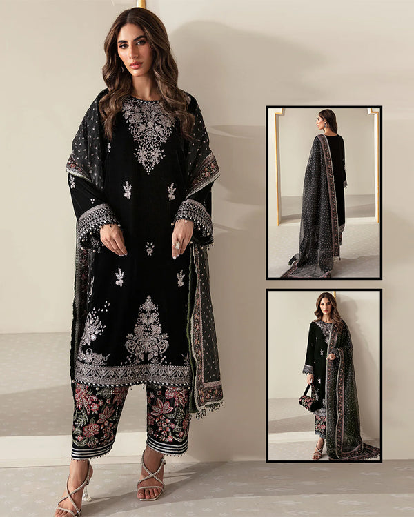 Jazmin Embroidered Velvet Formal Collection- Black
