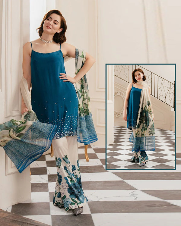 Lulusar Silk Formal Hand Embellished Collection - Seagreen