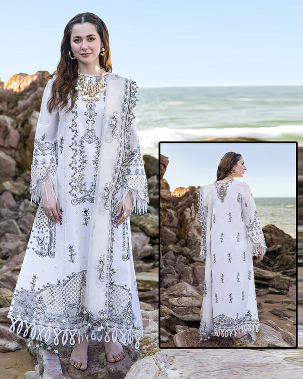 Qalamkar Luxury Lawn Chikankari Collection-Off White