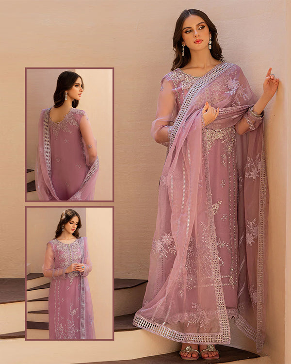 Mushq Embroidered Luxury Addawork Collection- Onion Pink