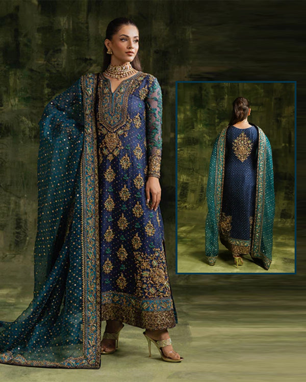 Sara Naqvi Luxury Formals Hand Embellished Addawork Formals -Midnight Blue💙