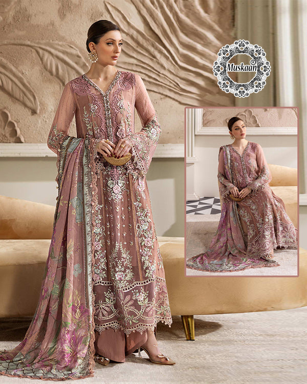 Maria.B Luxury Chiffons Formal Wedding Collection –Salmon Pink