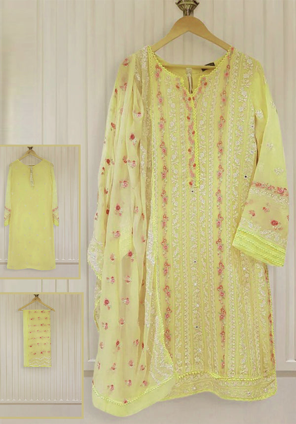 Agha Noor Embroidered Organza Formal Collection With Inner- Lemon King Copy